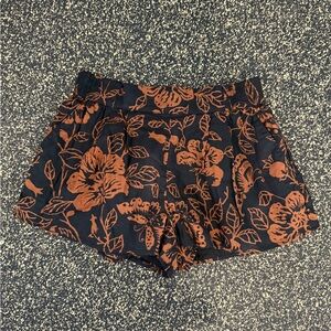 Jane & Jack Girls Floral Print Black and Rust Casual Shorts